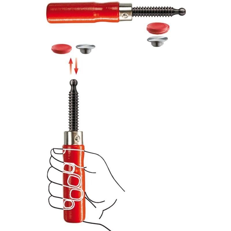 foto del prodotto impugnatura in legno con piastra di pressione in acciaio di alta qualità con cappuccio protettivo