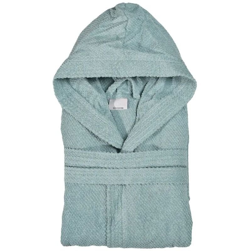 foto del prodotto inbagno accappatoio verde 100 cotone taglia l con tasche cappuccio e cintura