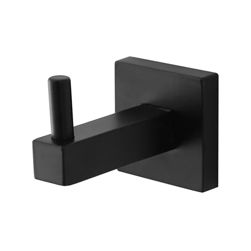 foto del prodotto inbagno appendino a muro nero opaco in acciaio design quadrato levante
