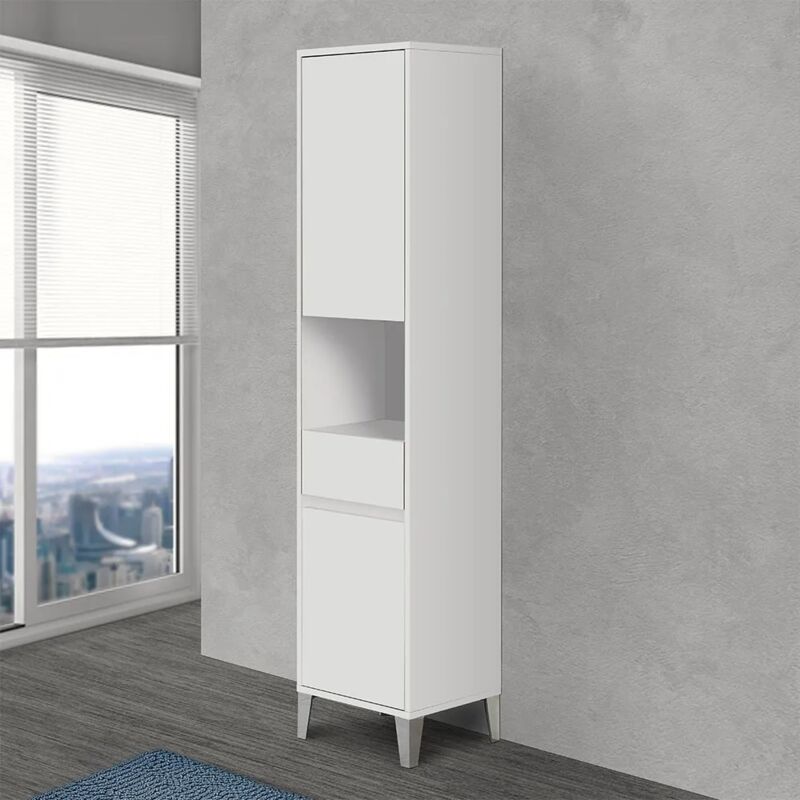 foto del prodotto inbagno armadio bagno da terra l. 40 cm way bianco lucido con vano a giorno