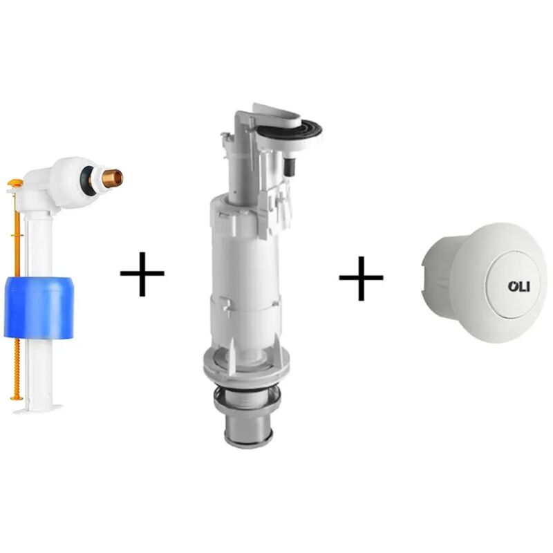 foto del prodotto inbagno batteria scarico wc completa oli deluxe per cassetta alta con tasto bianco