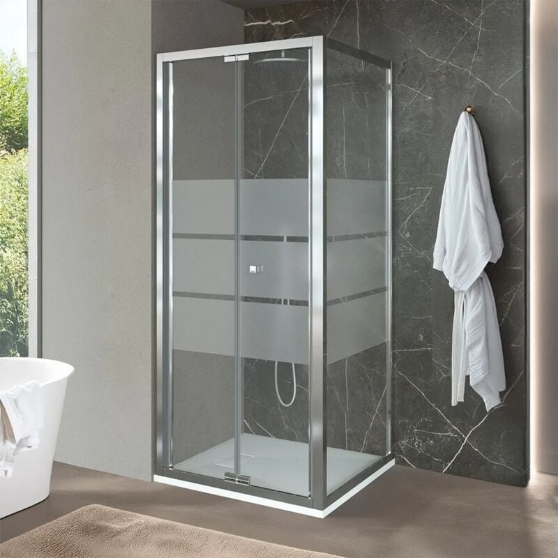 foto del prodotto inbagno box doccia 70x70 cm con porta a soffietto serigrafata h 200 cm ted