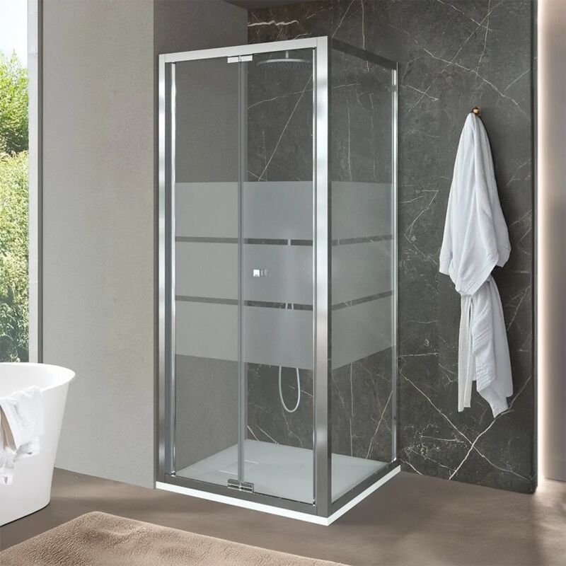 foto del prodotto inbagno box doccia 70x80 cm con porta a soffietto serigrafata h 200 cm ted