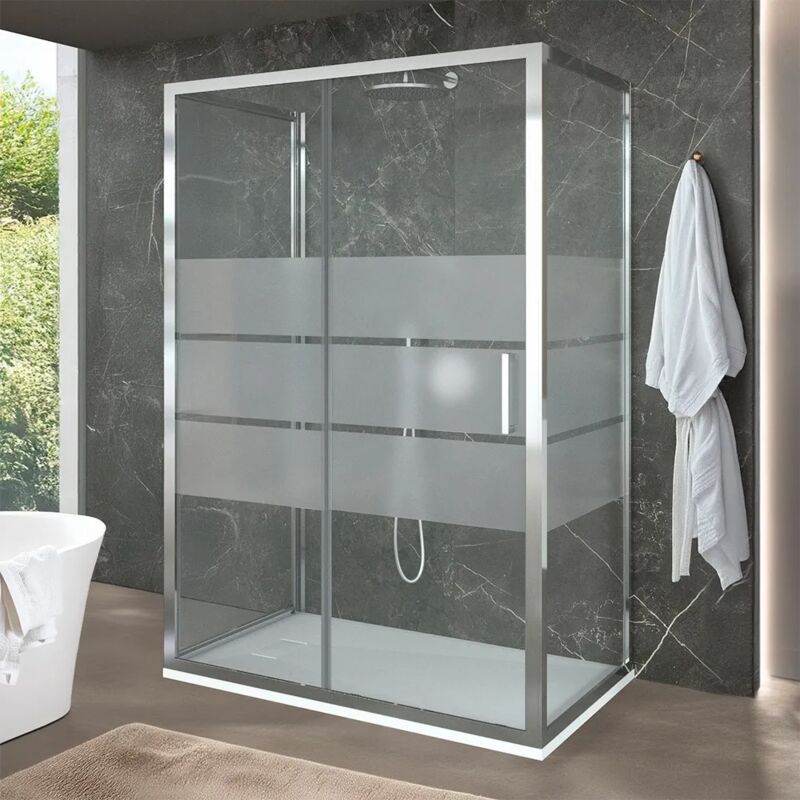 foto del prodotto inbagno box doccia 80x120x80 cm con porta scorrevole serigrafata h 200 cm ted