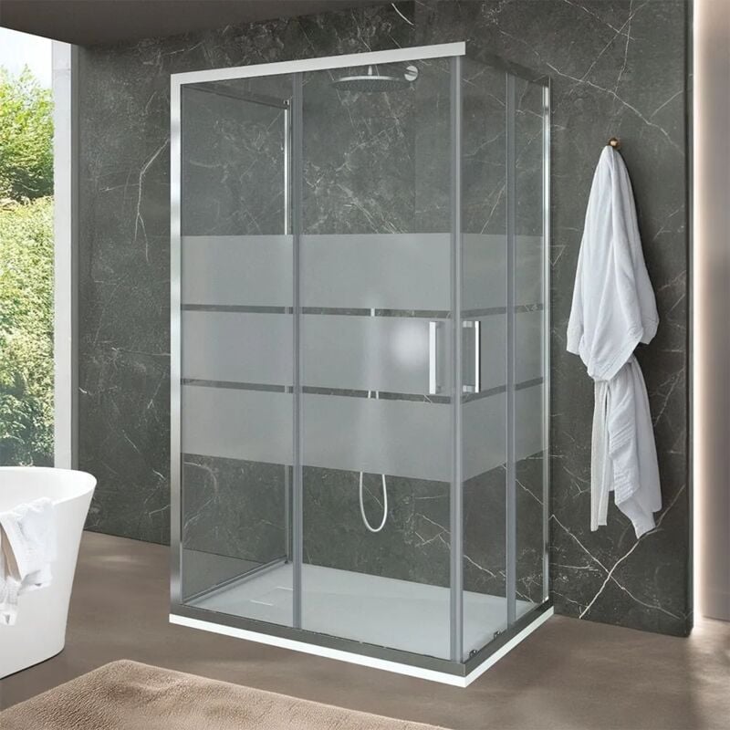 foto del prodotto inbagno box doccia 80x70x80 cm con doppio scorrevole serigrafato h 200 cm ted