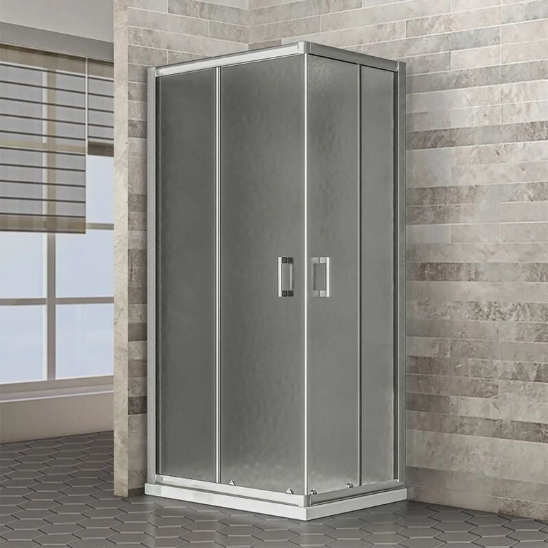 foto del prodotto inbagno box doccia angolare 70x70 cm geo doppio scorrevole in cristallo opaco