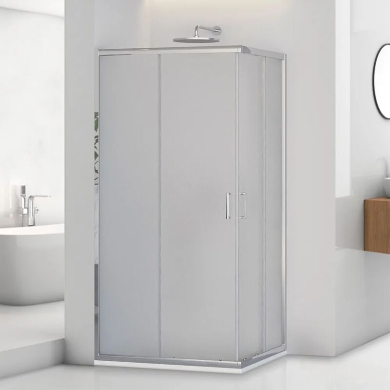 foto del prodotto inbagno box doccia angolare 70x90 cm doppio scorrevole vetro stampato tay