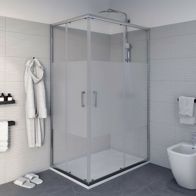foto del prodotto inbagno box doccia angolare 70x90 cm icon doppio scorrevole con vetro serigrafato