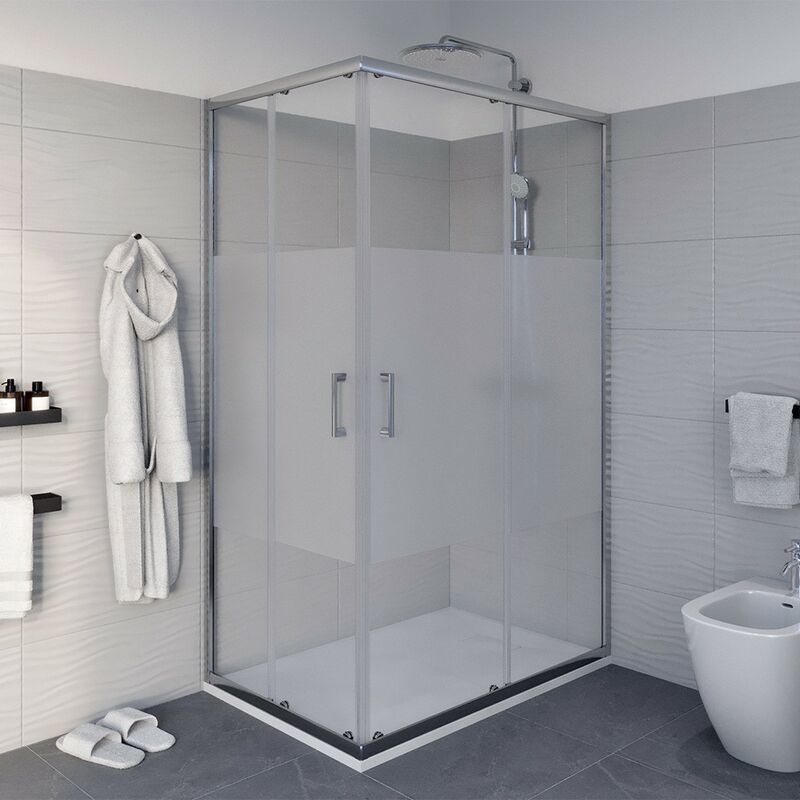 foto del prodotto inbagno box doccia angolare 80x100 cm icon doppio scorrevole con vetro serigrafato
