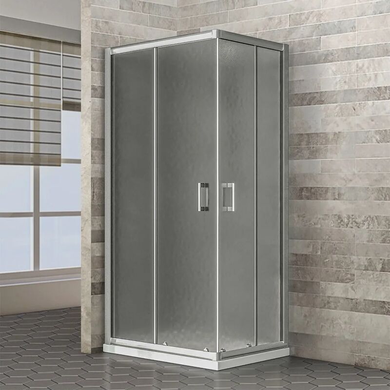 foto del prodotto inbagno box doccia angolare 80x80 cm geo doppio scorrevole in cristallo opaco