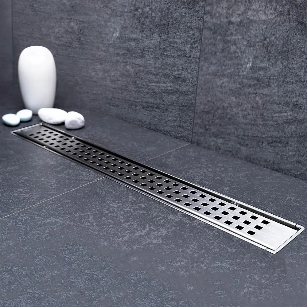 foto del prodotto inbagno canalina doccia a pavimento 55 cm con griglia e scarico incluso in acciaio inox cromato