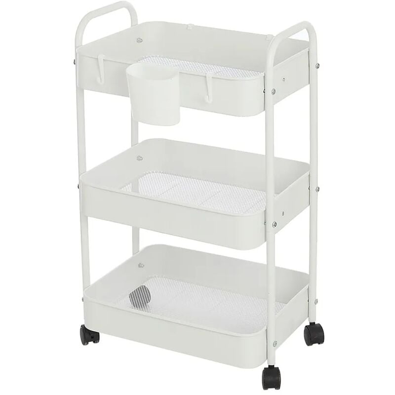 foto del prodotto inbagno carrello multiuso in metallo bianco con portata 5 kg per ripiano