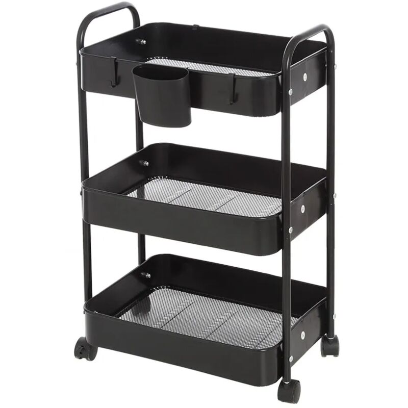 foto del prodotto inbagno carrello multiuso in metallo nero con portata 5 kg per ripiano