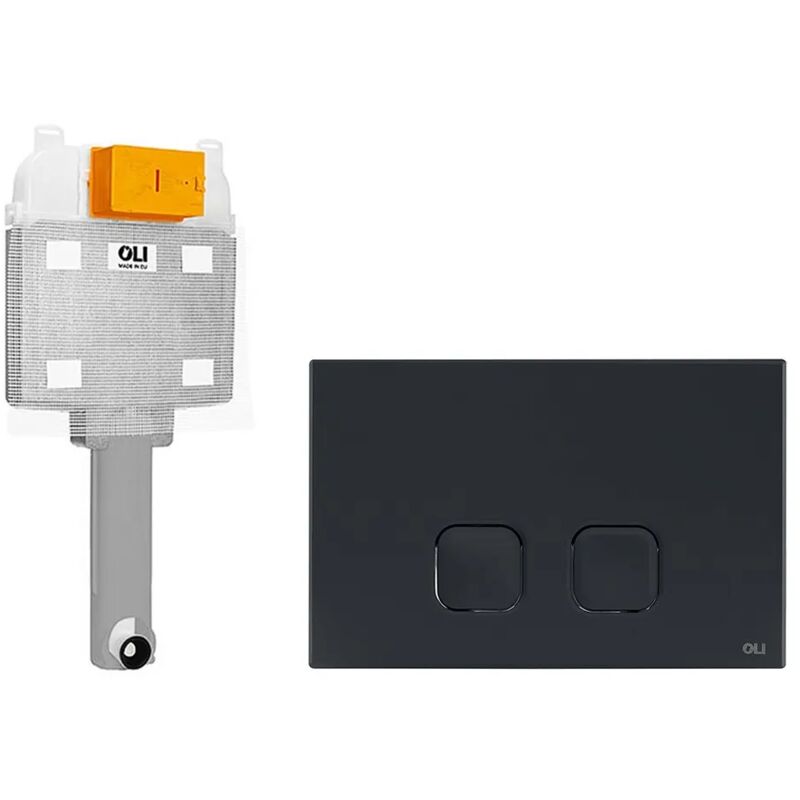 foto del prodotto inbagno cassetta da incasso oli74 plus doppio scarico con placca nera opaca soft touch