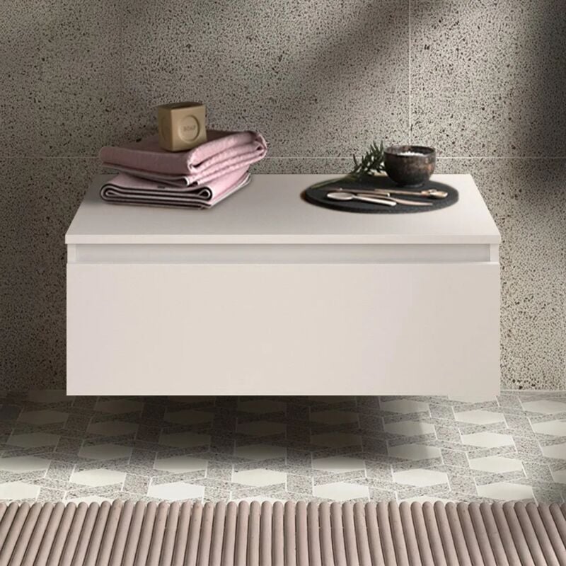 foto del prodotto inbagno cassettiera sospesa bagno 60 cm in legno mdf bianco opaco sumo