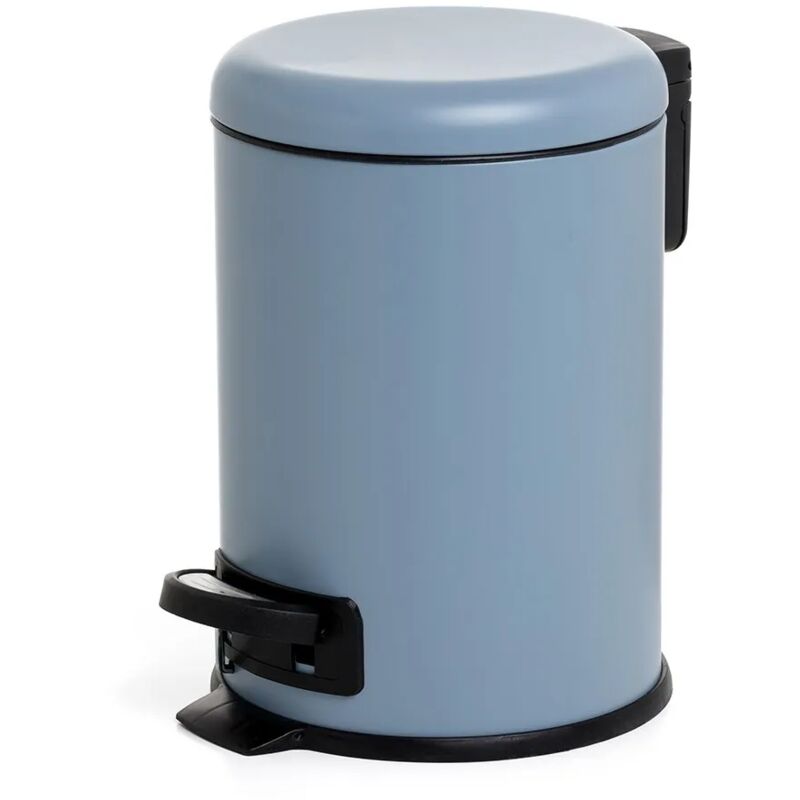 foto del prodotto inbagno cestino bagno con pedale in acciaio inox azzurro polvere 3l e secchio interno estraibile
