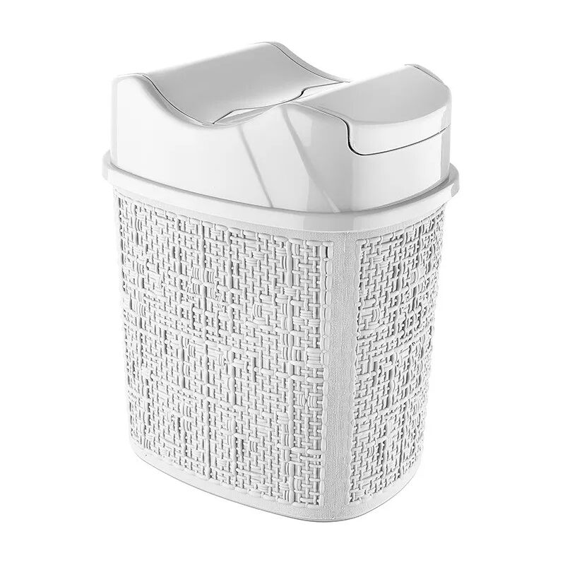 foto del prodotto inbagno cestino spazzatura in plastica bianca con doppio coperchio basculante 5 lt