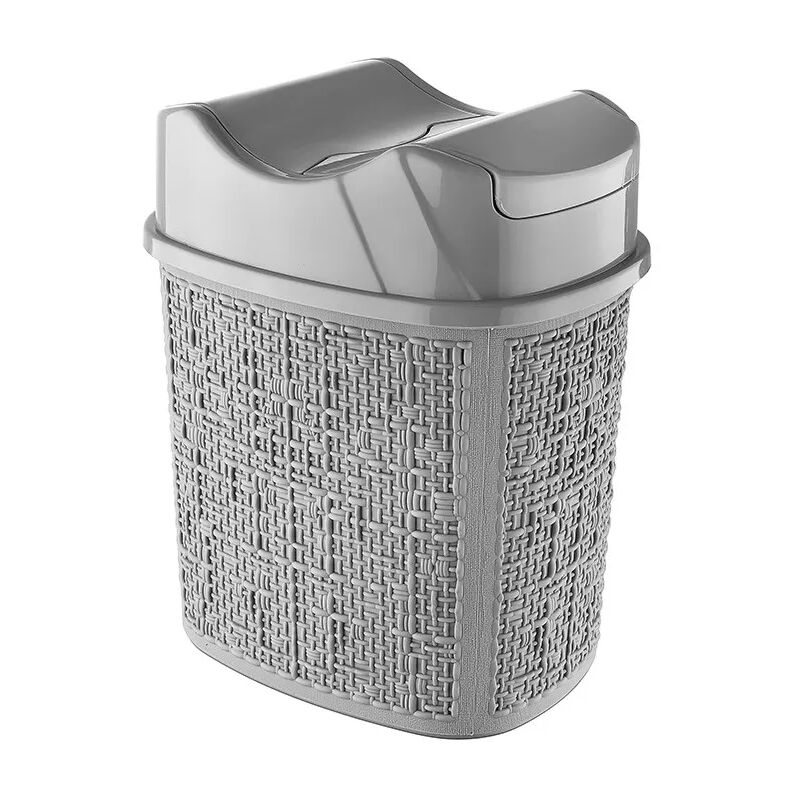 foto del prodotto inbagno cestino spazzatura in plastica grigia con doppio coperchio basculante 5 lt
