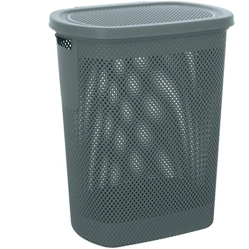 foto del prodotto inbagno cesto portabiancheria con coperchio in plastica blu avio 58 lt kamala