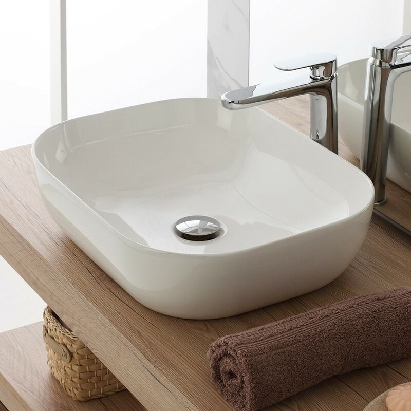 foto del prodotto inbagno ciotola da appoggio con angoli tondi 50,5x40,5 cm in ceramica lucida
