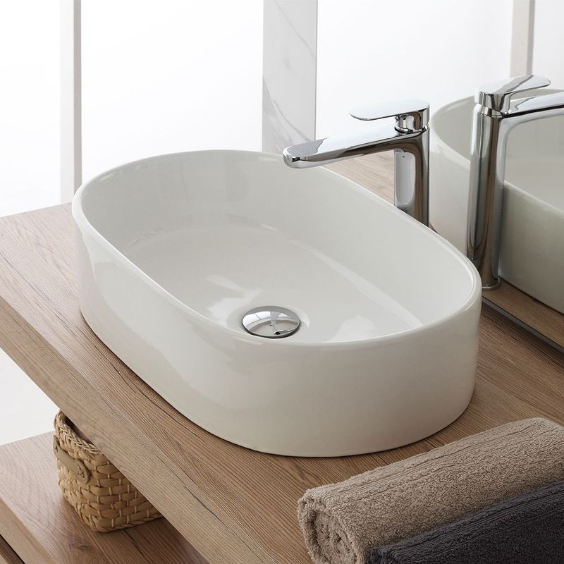 foto del prodotto inbagno ciotola da appoggio in ceramica ovale 55,5x34,5 cm bianco lucido