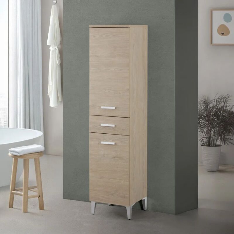 foto del prodotto inbagno colonna bagno a terra 35x153,5 cm rovere dolomite con 2 ante e cassetto desya