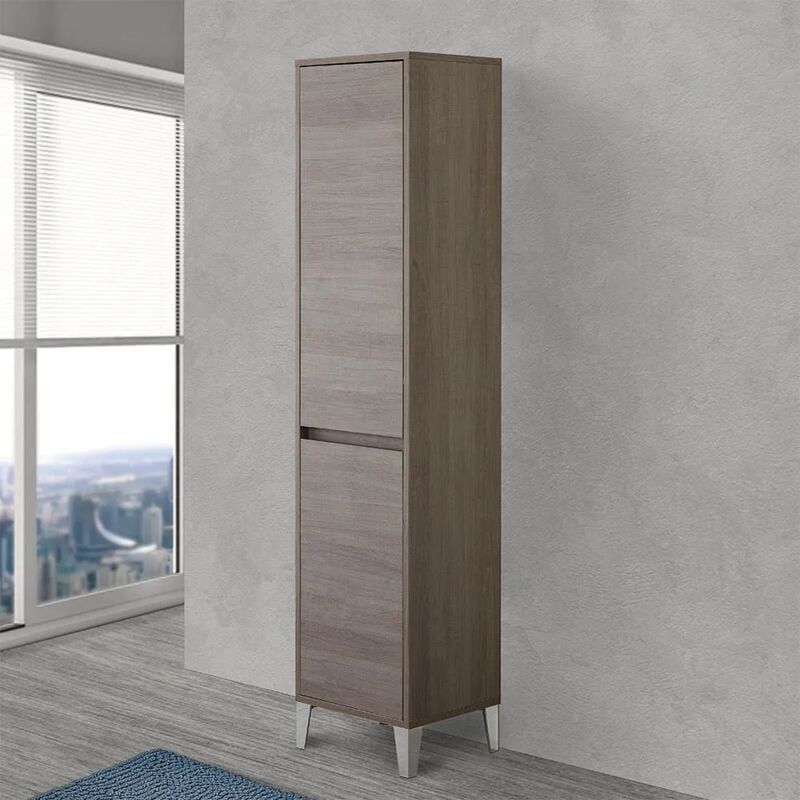 foto del prodotto inbagno colonna bagno con cesta portabiancheria l. 40 cm linea way rovere scuro