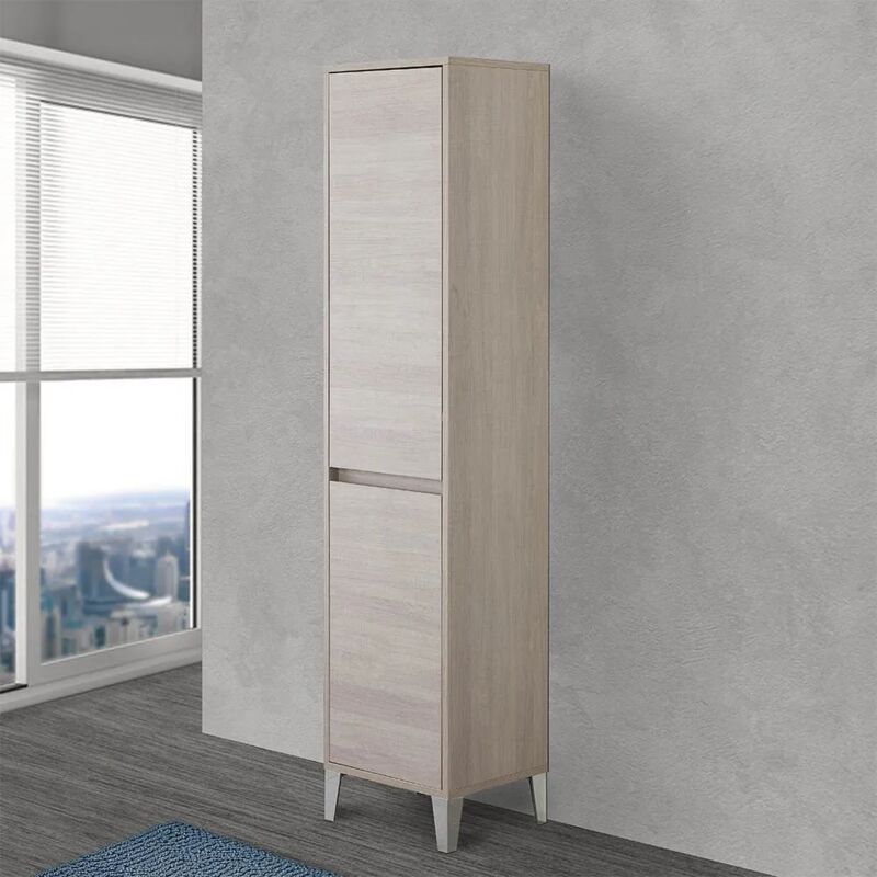 foto del prodotto inbagno colonna bagno con cesto portabiancheria l. 40 cm linea way rovere chiaro