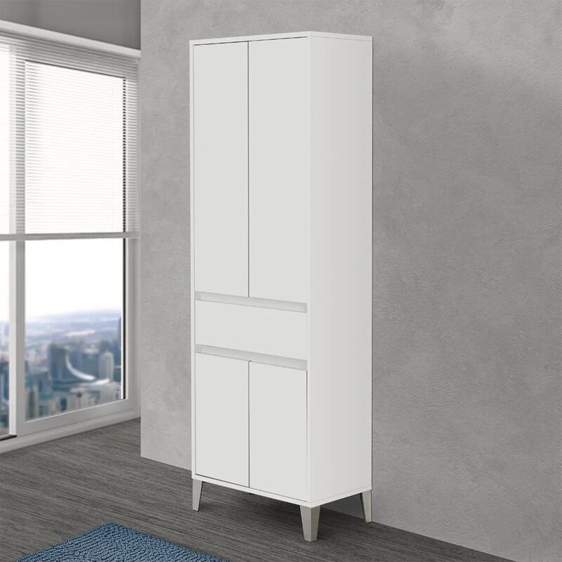 foto del prodotto inbagno colonna bagno da terra l. 60 cm way bianco lucido 4 ante e 1 cassetto