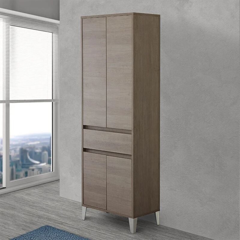 foto del prodotto inbagno colonna bagno da terra l. 60 cm way rovere scuro 4 ante e 1 cassetto