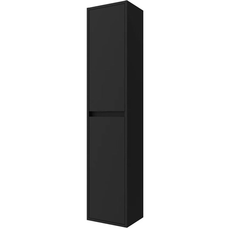 foto del prodotto inbagno colonna bagno sospesa 140 cm nero satinato ripiani regolabili gaya