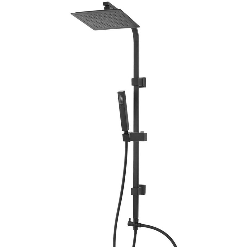 foto del prodotto inbagno colonna doccia nero opaco h 105 regolabile completa di soffione quadrato e doccetta