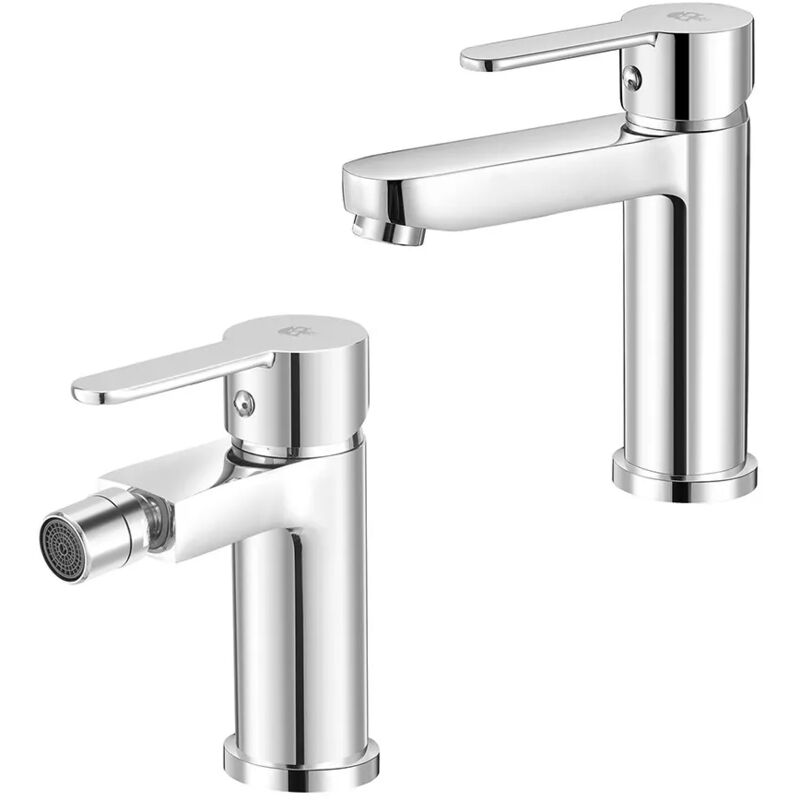 foto del prodotto inbagno coppia miscelatori lavabo e bidet cromati iole in ottone scarico incluso