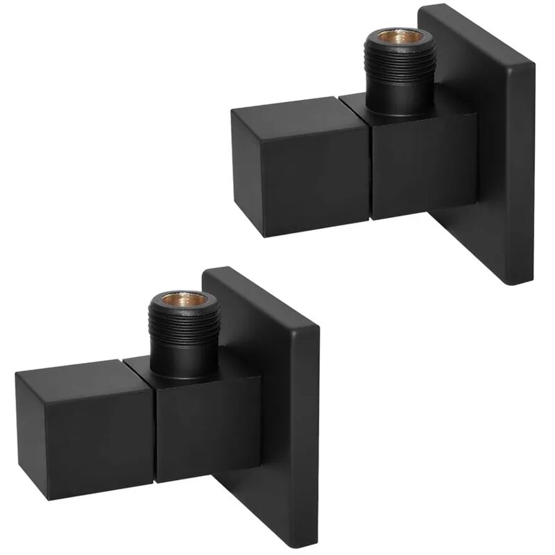 foto del prodotto inbagno coppia valvole da arresto quadrate nero opaco attacchi 1 2g x 3 8g