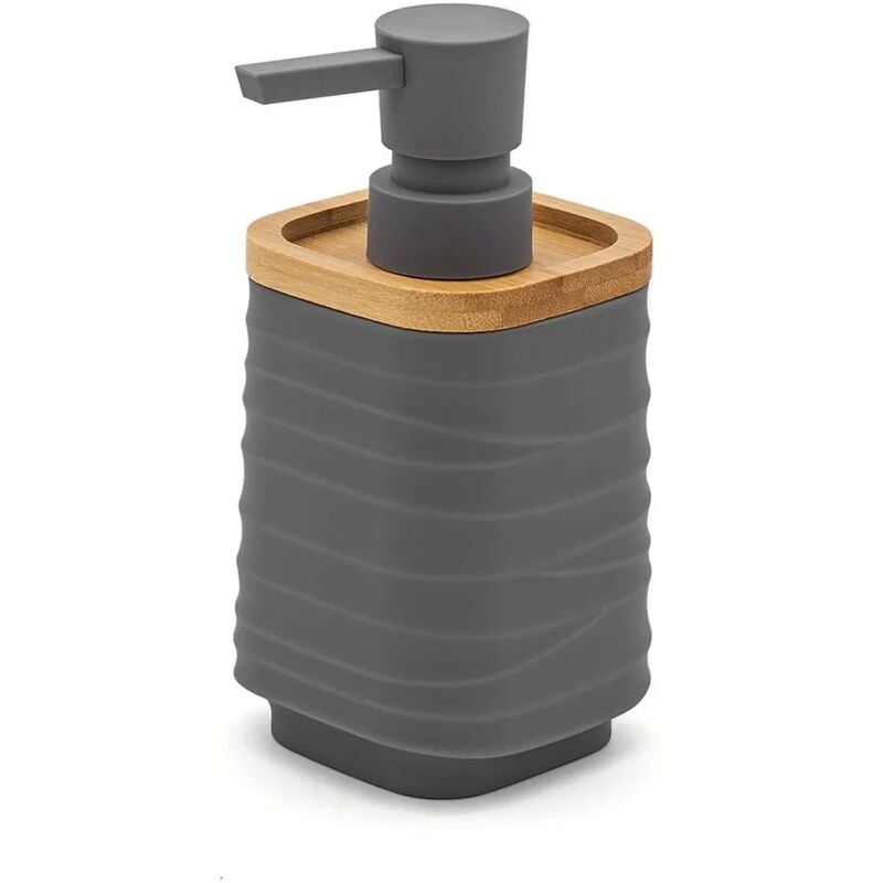 foto del prodotto inbagno dispenser sapone da appoggio grigio in abs e bamb wave