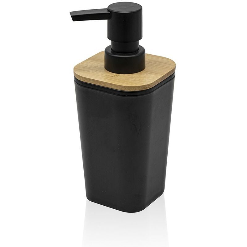 foto del prodotto inbagno dispenser sapone in finitura nera opaca con dettagli in bamb 
