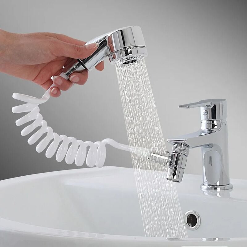 foto del prodotto inbagno doccetta per lavabo completa di supporto a muro e tubo flessibile