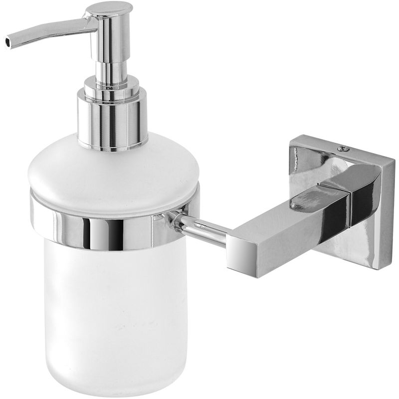 foto del prodotto inbagno dosatore sapone liquido a muro in vetro satinato e metallo cromato rock