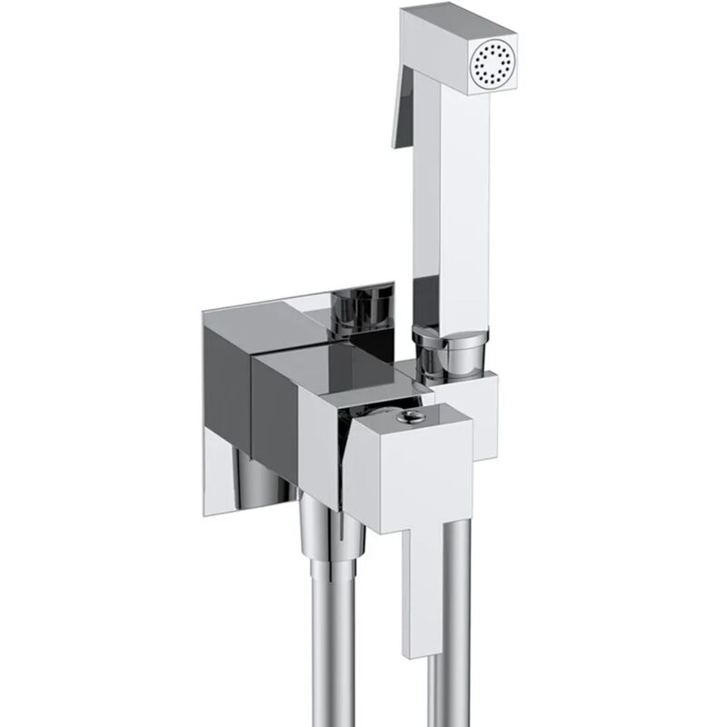 foto del prodotto inbagno idroscopino per wc e bidet cromo quadro con miscelatore e flex 120 cm