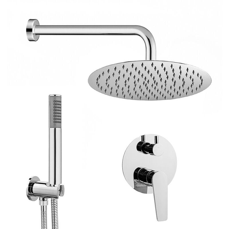 foto del prodotto inbagno kit doccia incasso cromato completo di soffione 20 cm inox e kit doccetta recta