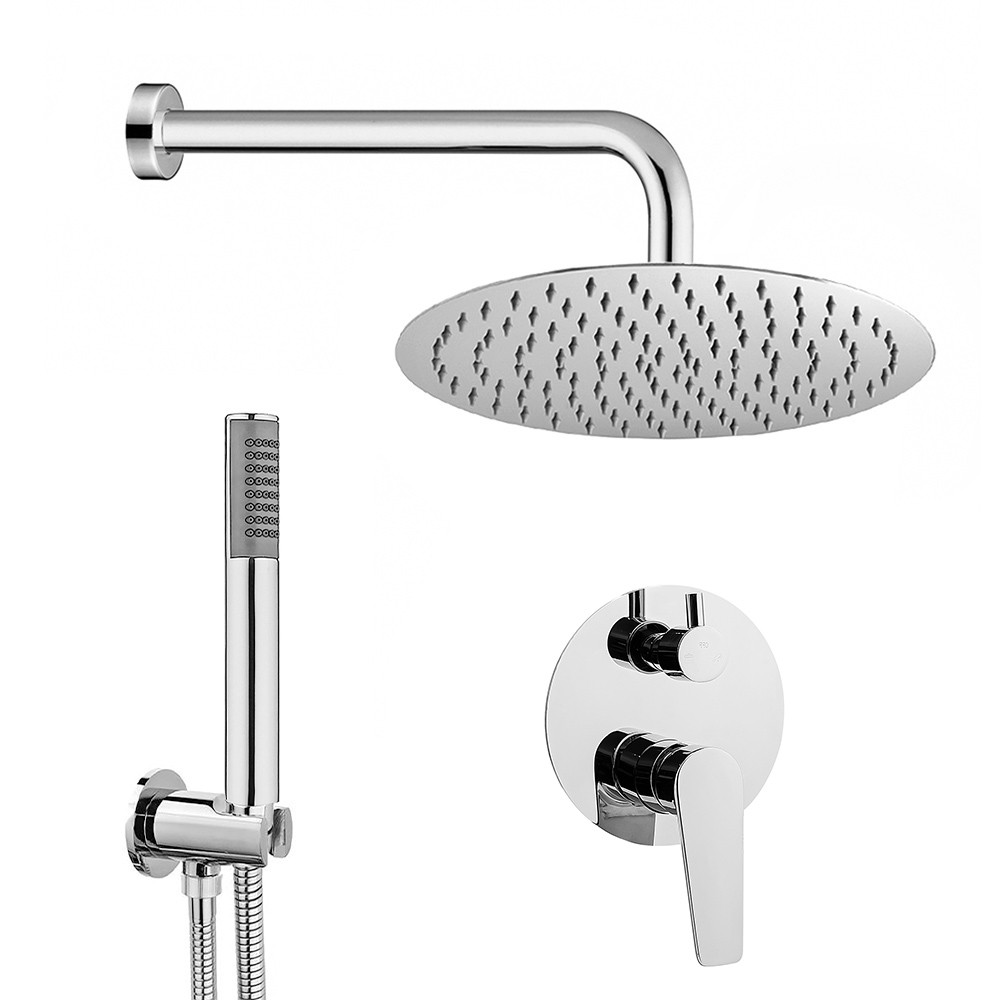 foto del prodotto inbagno kit doccia incasso cromato completo di soffione 25 cm inox e kit doccetta recta