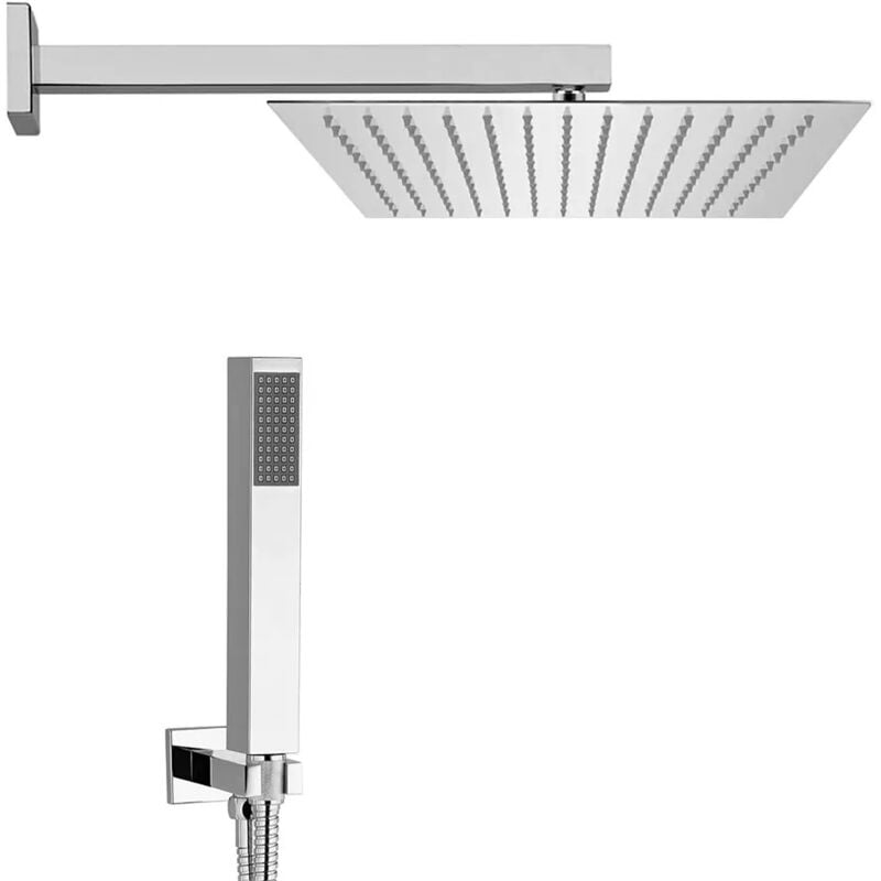 foto del prodotto inbagno kit doccia quadrato cromo set doccia soffione acciaio 20x20 cm braccio 30cm