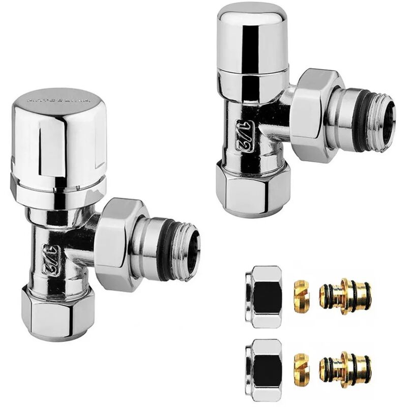 foto del prodotto inbagno kit valvola manuale e detentore cromo con raccordi multistrato 16x2