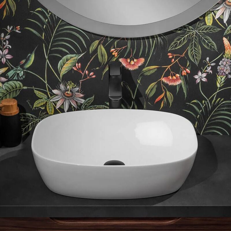 foto del prodotto inbagno lavabo da appoggio 50x38 cm in ceramica lucida con angoli tondi