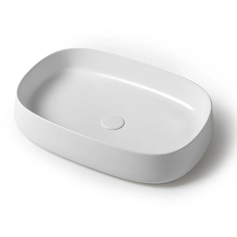 foto del prodotto inbagno lavabo da appoggio 60 cm rettangolare in ceramica bianco lucido milos
