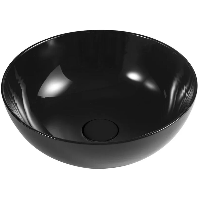 foto del prodotto inbagno lavabo da appoggio a ciotola 38,5 cm nero lucido in ceramica espeon