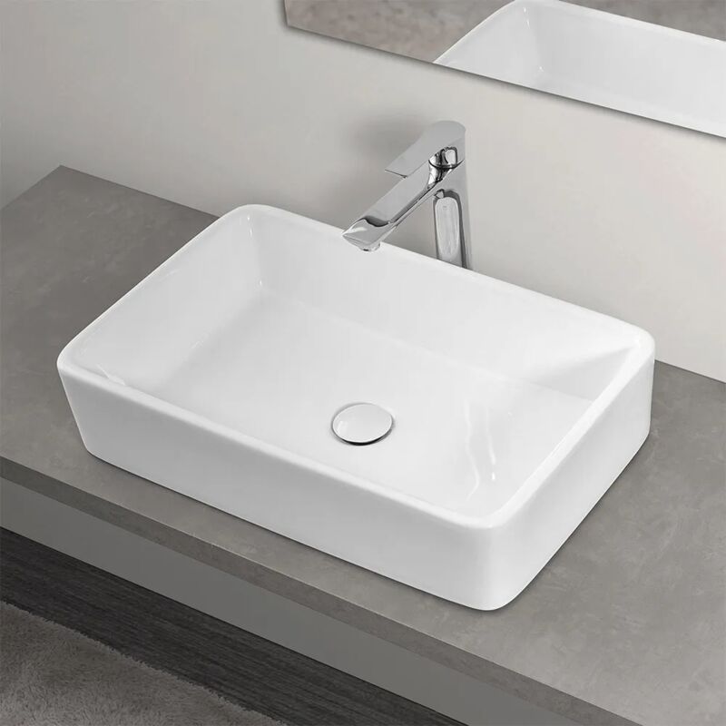 foto del prodotto inbagno lavabo da appoggio rettangolare in ceramica 48x38 cm bianco lucido