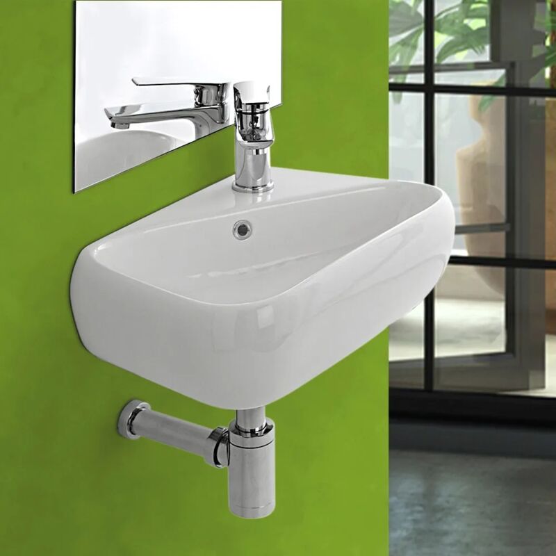 foto del prodotto inbagno lavabo sospeso in ceramica 45x27,5 cm bianco lucido sinistro