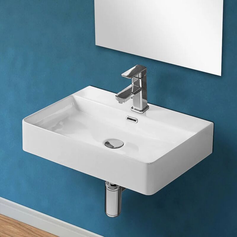 foto del prodotto inbagno lavabo sospeso rettangolare 60x42 cm in ceramica bianco lucido