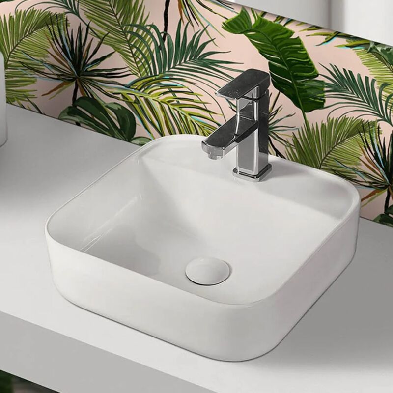 foto del prodotto inbagno lavandino da appoggio 39x39 cm in ceramica lucida con angoli tondi